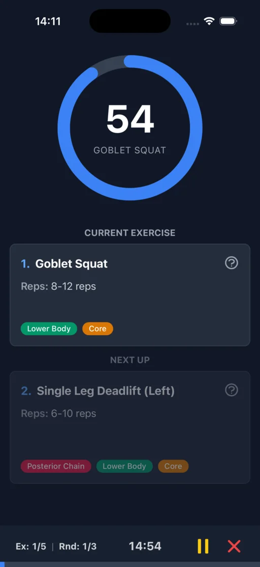 Kettlebell EMOM app workout completion screen
